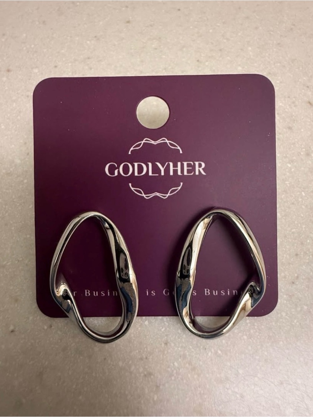 Silver Organic Teardrop Hoop Earrings